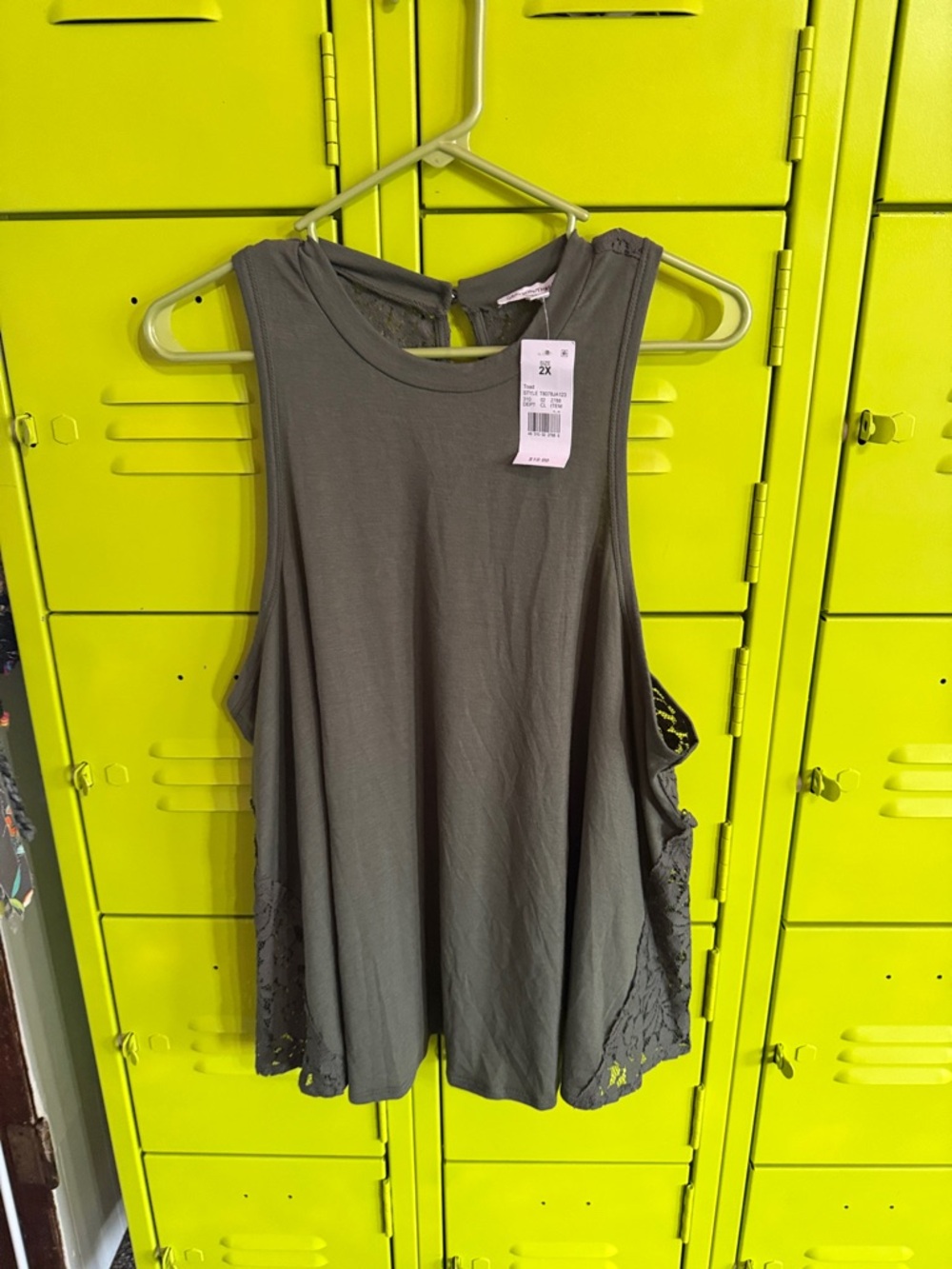 Grayson Threads Olive Green Crochet-Trim Tank